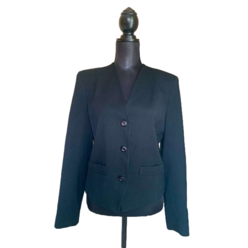 Vintage ILGWU Union Made in USA Black Talbots Wool Suit Jacket Blazer Medium